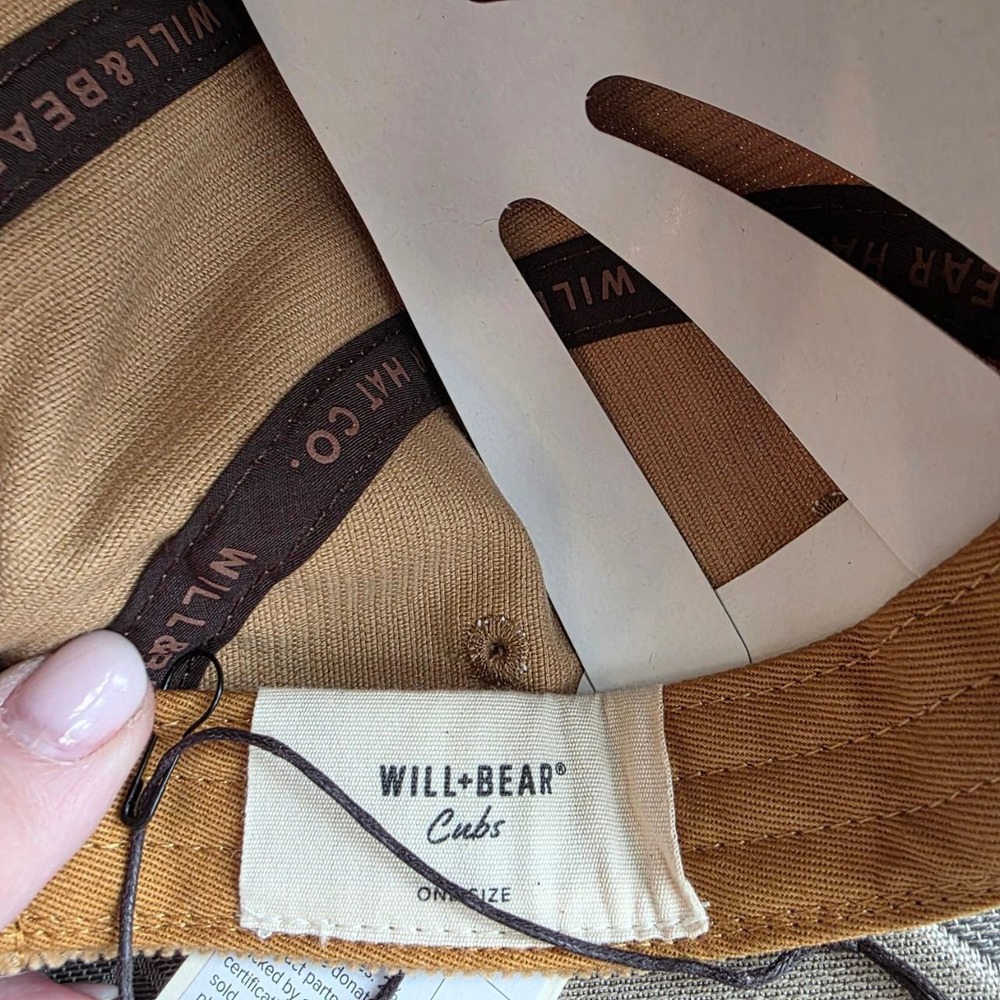 Will + Bear Cubs 5 Panel Hat Kids OS Tan Corduroy NEW Sustainable Camp Cap - Picture 4 of 4